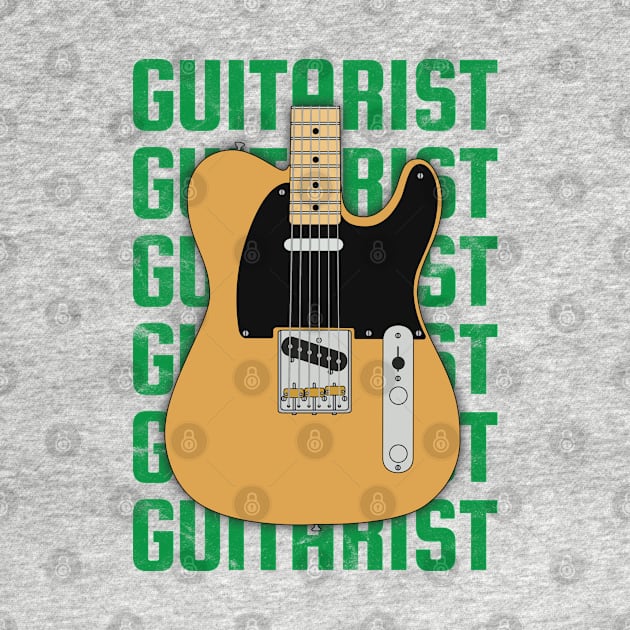 Guitarist Repeated Text T-Style Electric Guitar Body by nightsworthy